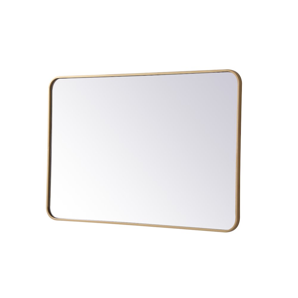 Soft corner metal rectangular mirror 27x40 inch in Brass