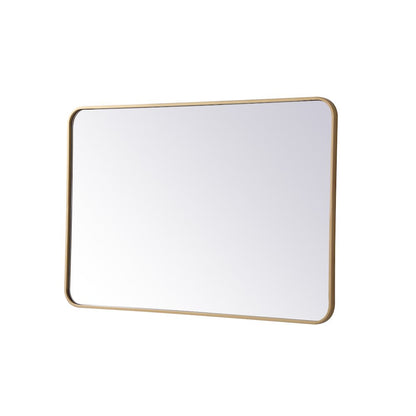 Soft corner metal rectangular mirror 27x40 inch in Brass