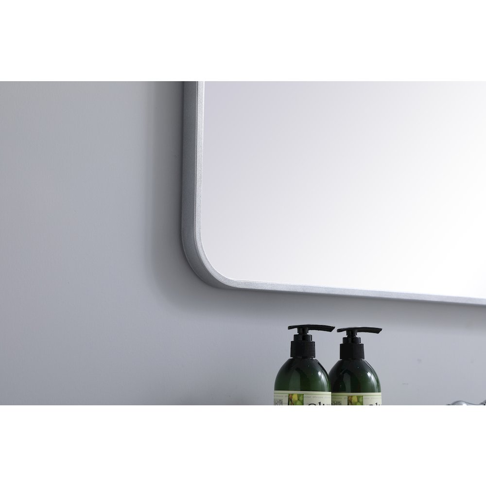 Soft corner metal rectangular mirror 27x40 inch in Silver