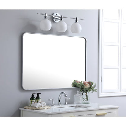 Soft corner metal rectangular mirror 27x40 inch in Silver