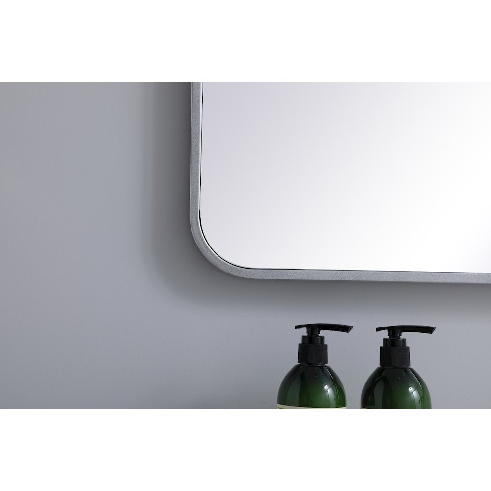 Soft corner metal rectangular mirror 27x40 inch in Silver