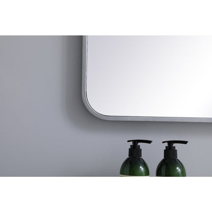 Soft corner metal rectangular mirror 27x40 inch in Silver