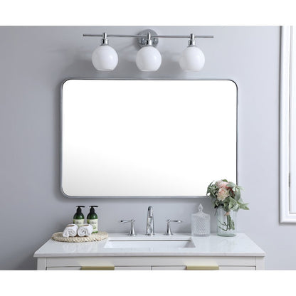 Soft corner metal rectangular mirror 27x40 inch in Silver