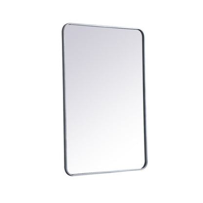 Soft corner metal rectangular mirror 27x40 inch in Silver