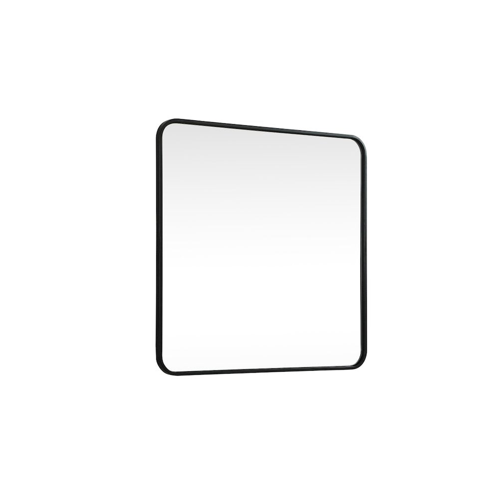 Soft corner metal square mirror 30x30 inch in Black