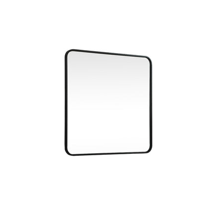 Soft corner metal square mirror 30x30 inch in Black