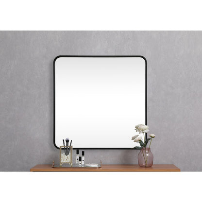 Soft corner metal square mirror 30x30 inch in Black