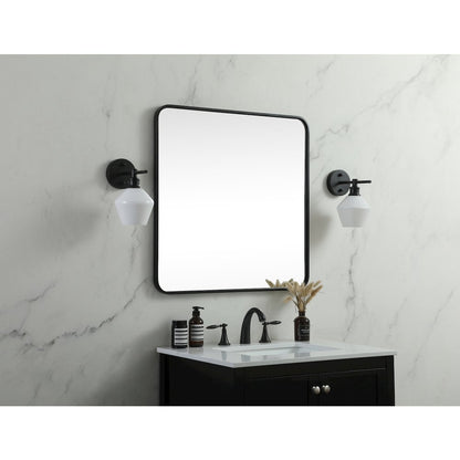 Soft corner metal square mirror 30x30 inch in Black