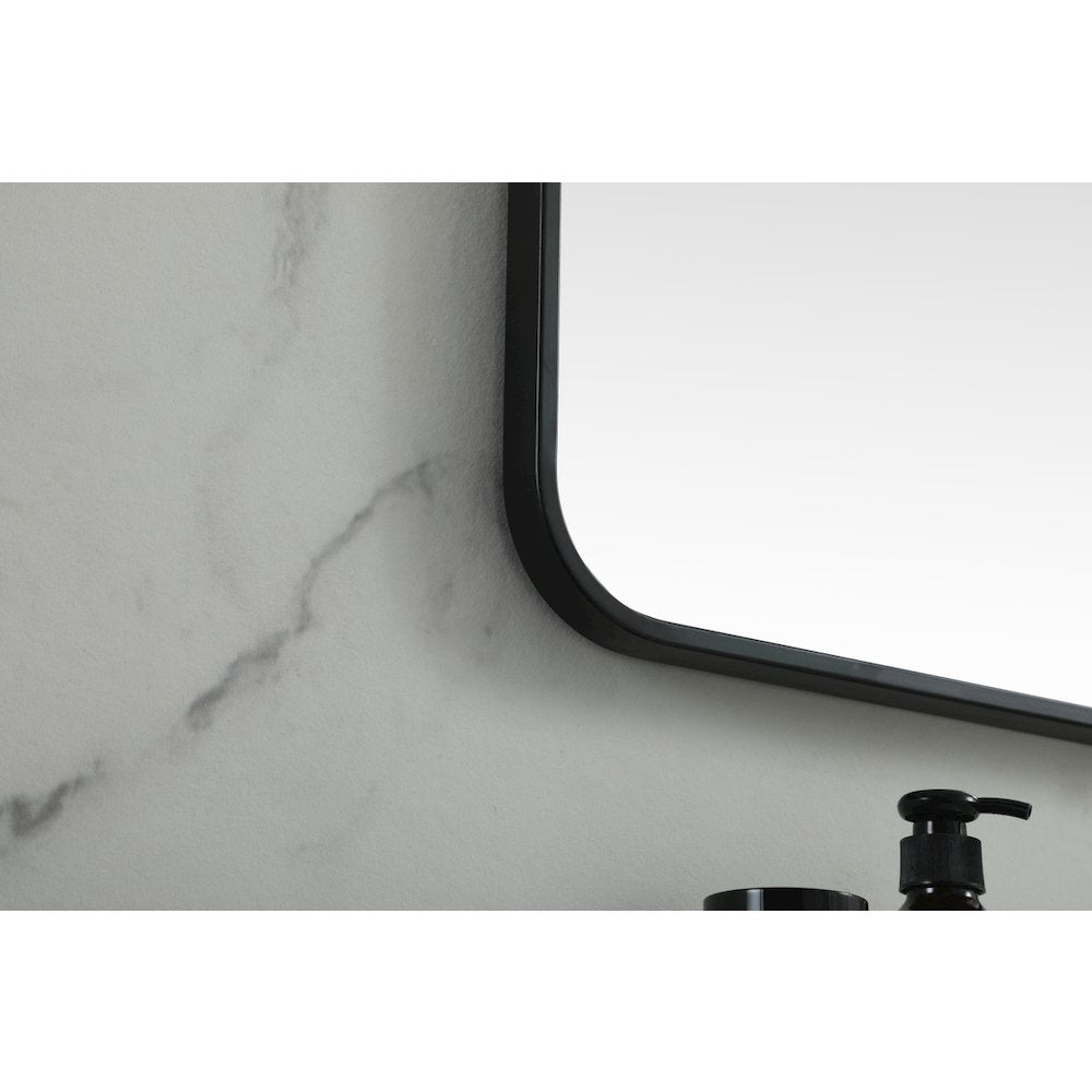 Soft corner metal square mirror 30x30 inch in Black