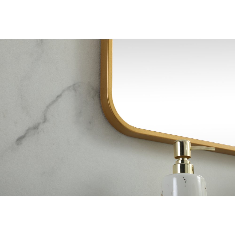 Soft corner metal square mirror 30x30 inch in Brass