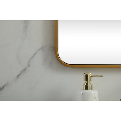 Soft corner metal square mirror 30x30 inch in Brass