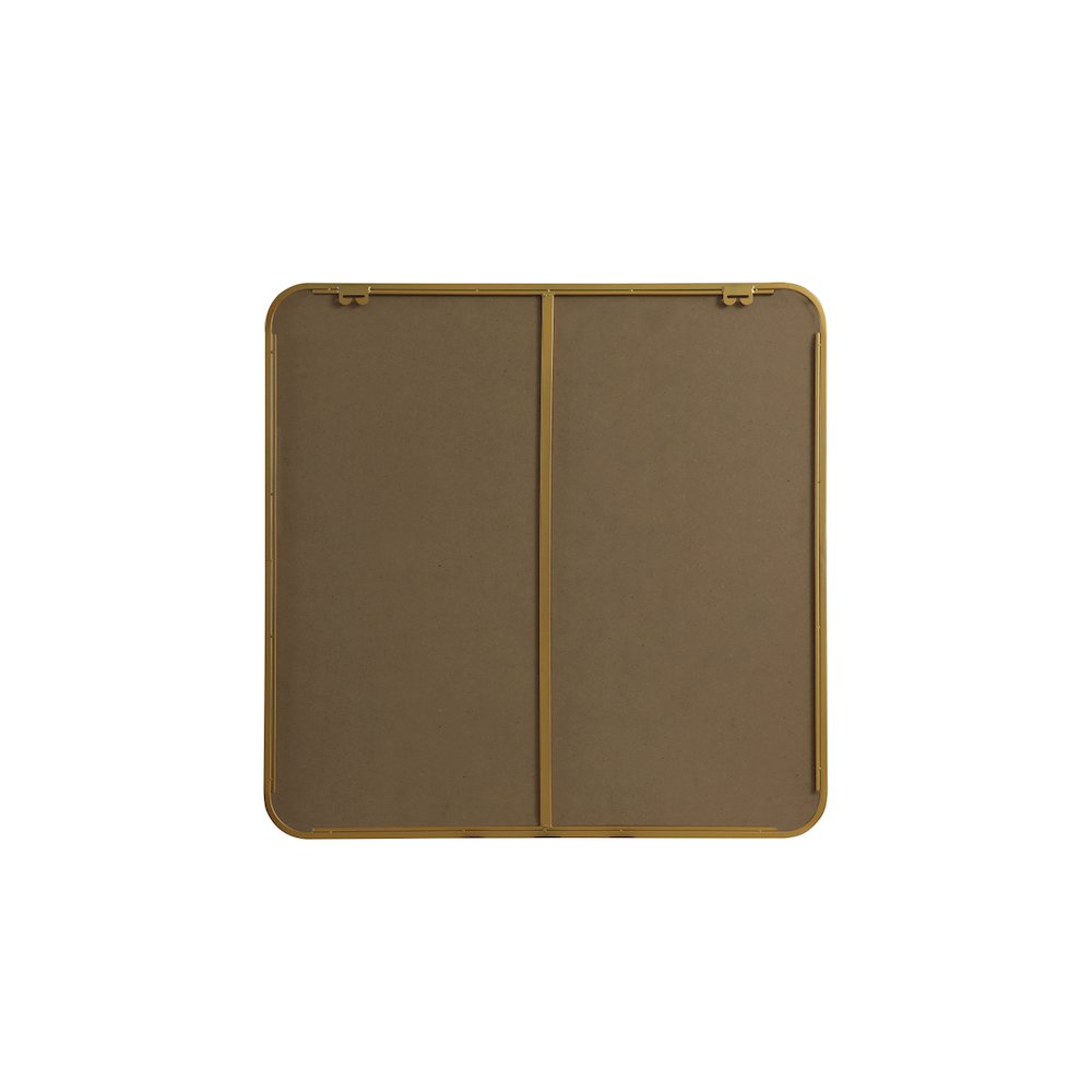 Soft corner metal square mirror 30x30 inch in Brass