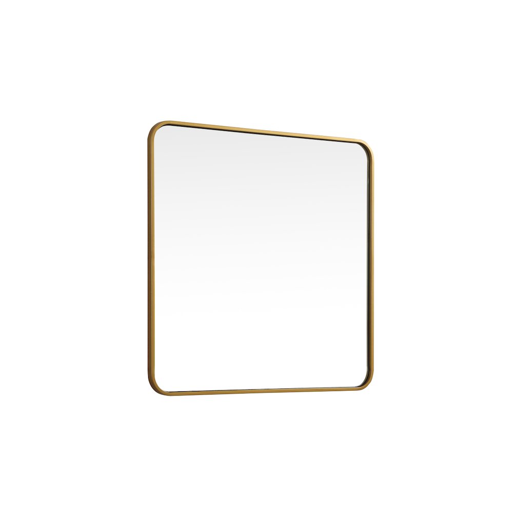 Soft corner metal square mirror 30x30 inch in Brass