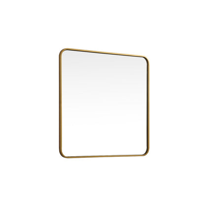 Soft corner metal square mirror 30x30 inch in Brass
