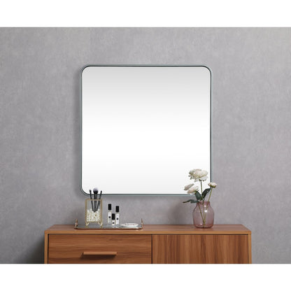 Soft corner metal square mirror 30x30 inch in Silver