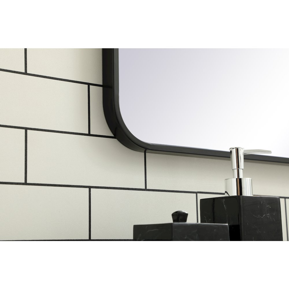 Soft corner metal rectangular mirror 30x36 inch in Black