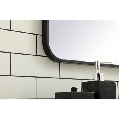 Soft corner metal rectangular mirror 30x36 inch in Black