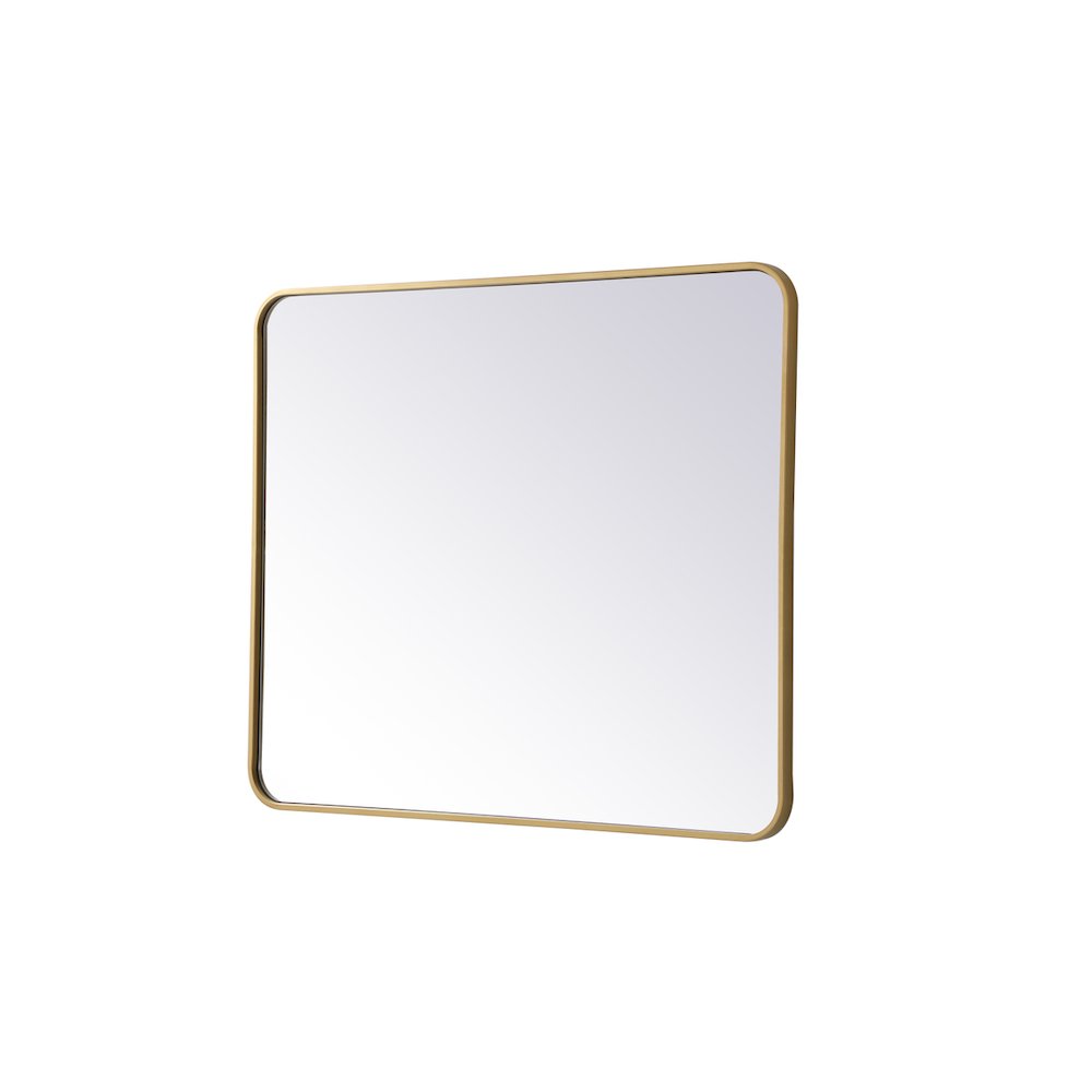 Soft corner metal rectangular mirror 30x36 inch in Brass