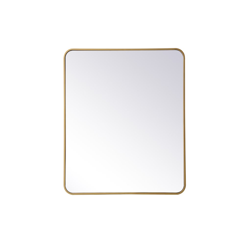 Soft corner metal rectangular mirror 30x36 inch in Brass