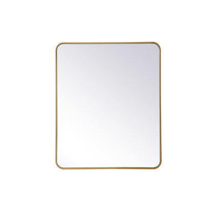 Soft corner metal rectangular mirror 30x36 inch in Brass