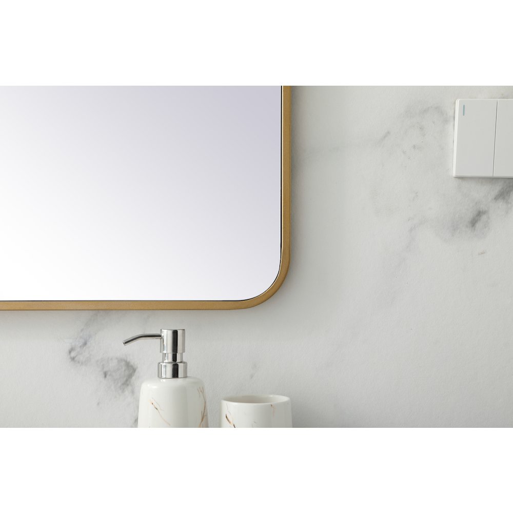 Soft corner metal rectangular mirror 30x36 inch in Brass