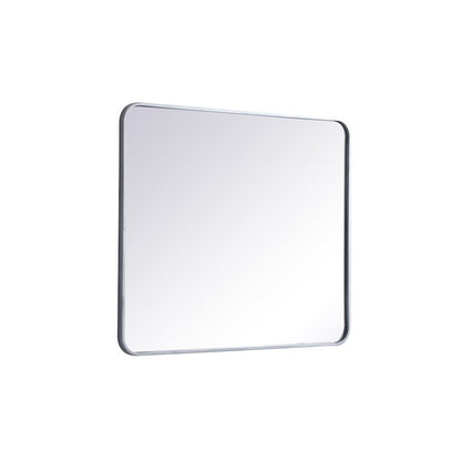 Soft corner metal rectangular mirror 30x36 inch in Silver
