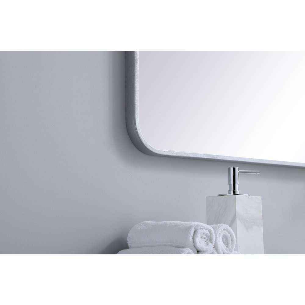 Soft corner metal rectangular mirror 30x36 inch in Silver