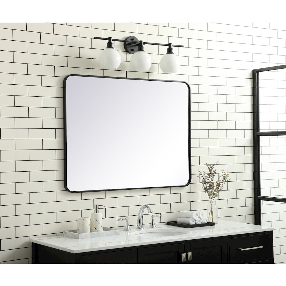 Soft corner metal rectangular mirror 30x40 inch in Black