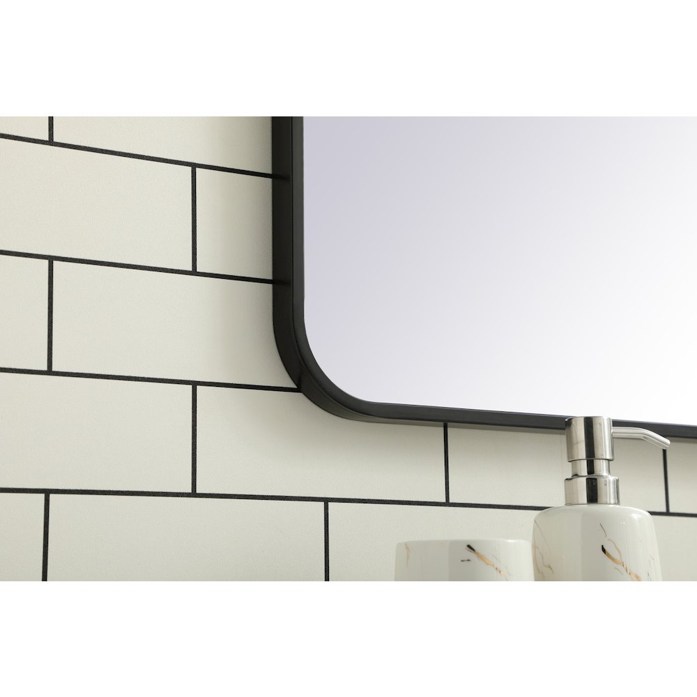 Soft corner metal rectangular mirror 30x40 inch in Black