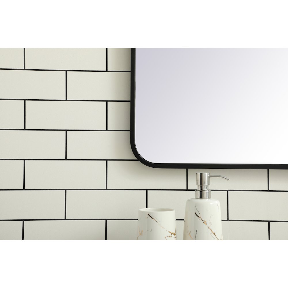 Soft corner metal rectangular mirror 30x40 inch in Black