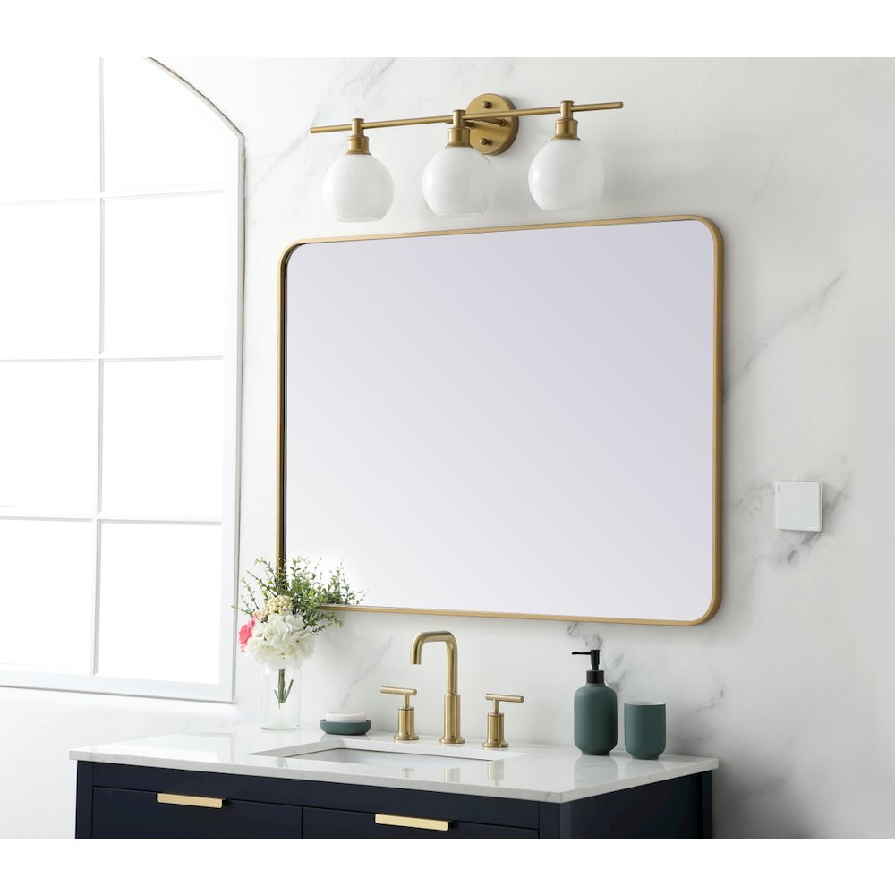 Soft corner metal rectangular mirror 30x40 inch in Brass