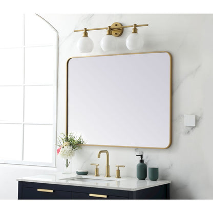 Soft corner metal rectangular mirror 30x40 inch in Brass