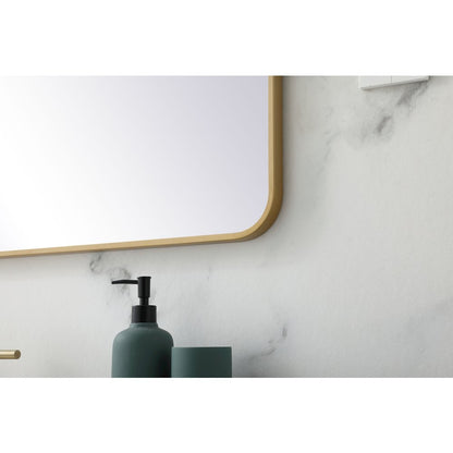 Soft corner metal rectangular mirror 30x40 inch in Brass