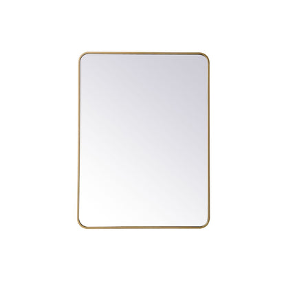 Soft corner metal rectangular mirror 30x40 inch in Brass