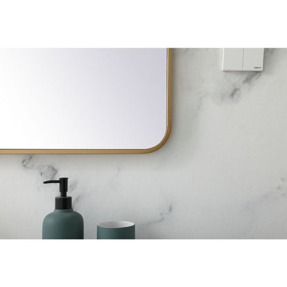 Soft corner metal rectangular mirror 30x40 inch in Brass