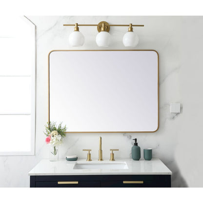 Soft corner metal rectangular mirror 30x40 inch in Brass