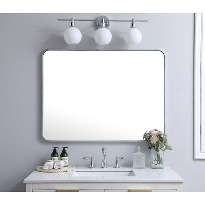 Soft corner metal rectangular mirror 30x40 inch in Silver