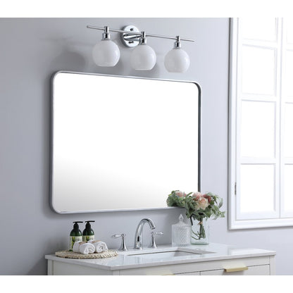 Soft corner metal rectangular mirror 30x40 inch in Silver