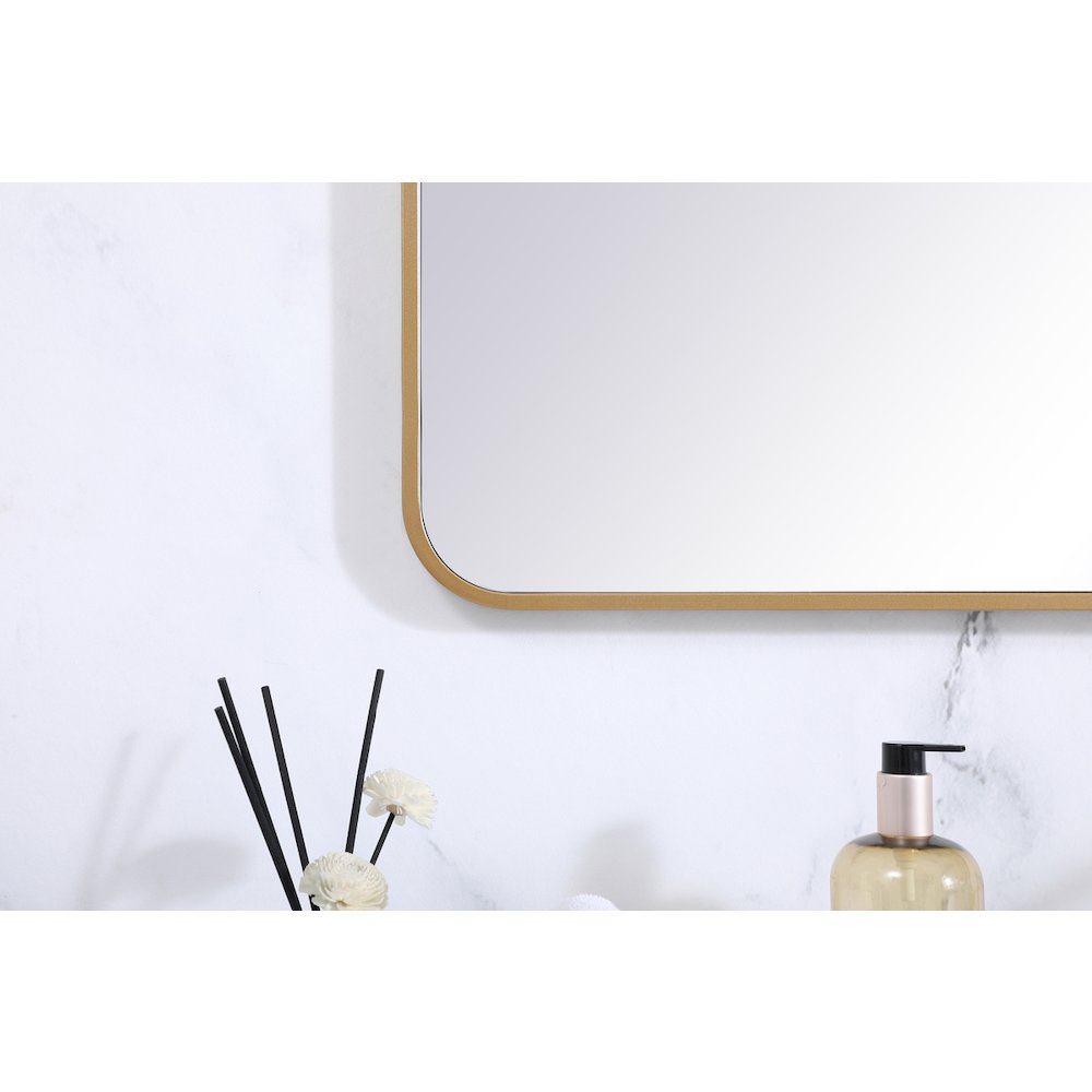 Soft corner metal rectangular mirror 30x48 inch in Brass