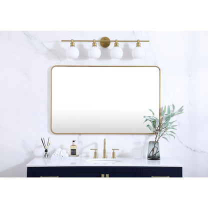 Soft corner metal rectangular mirror 30x48 inch in Brass