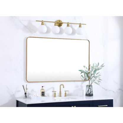 Soft corner metal rectangular mirror 30x48 inch in Brass