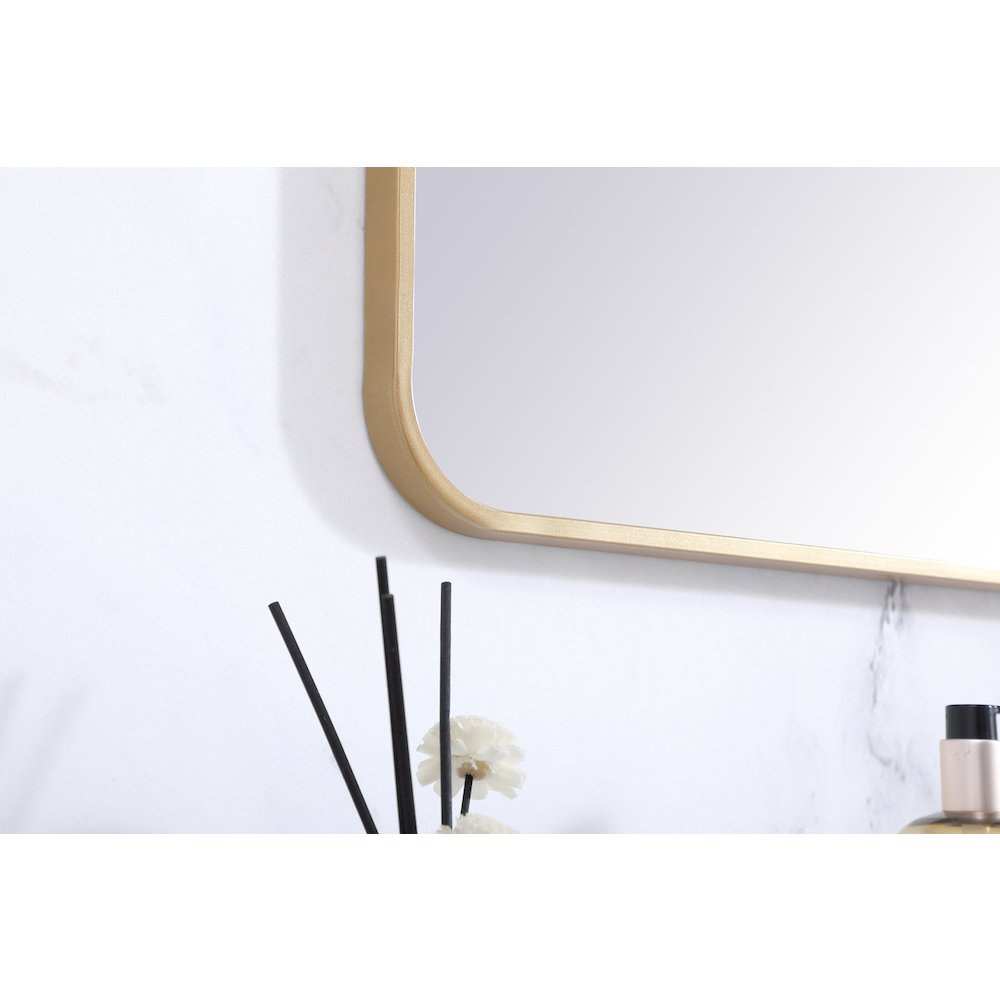 Soft corner metal rectangular mirror 30x48 inch in Brass