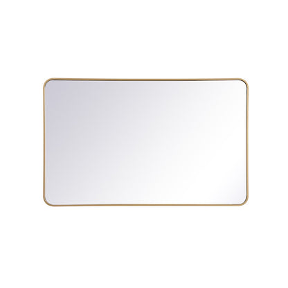 Soft corner metal rectangular mirror 30x48 inch in Brass