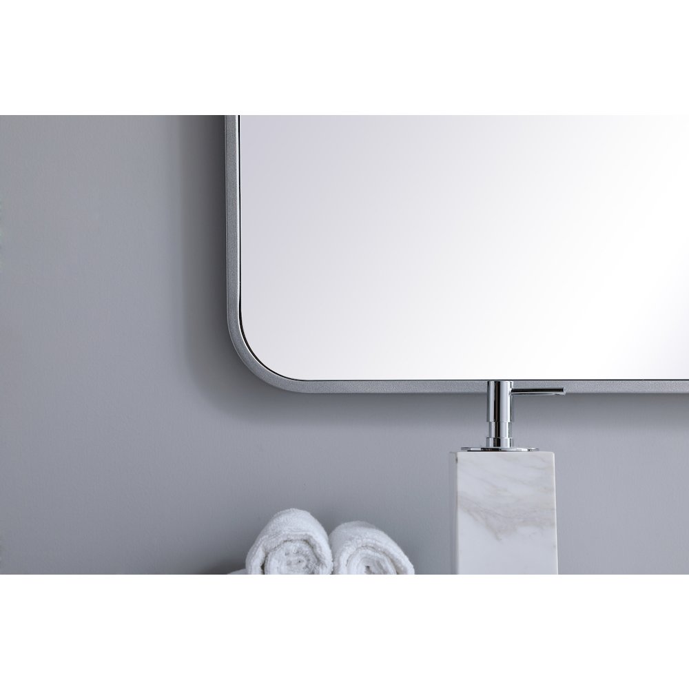 Soft corner metal rectangular mirror 30x48 inch in Silver