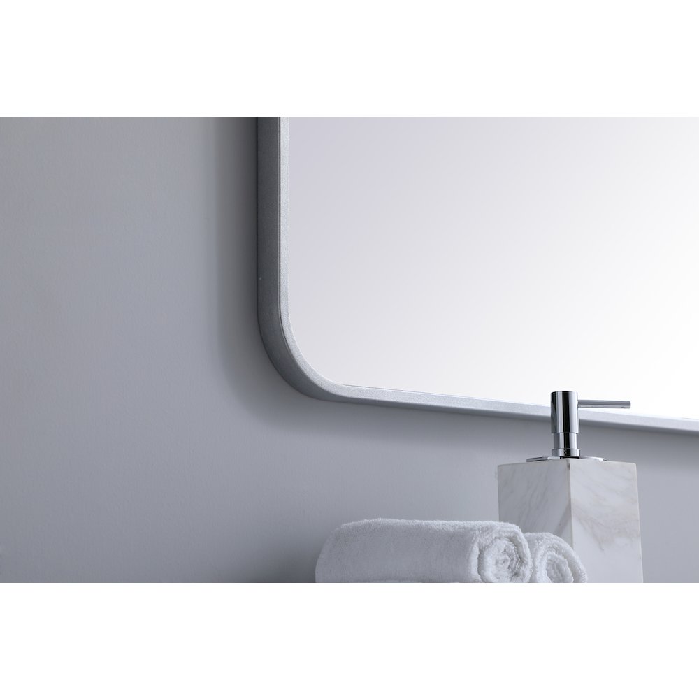 Soft corner metal rectangular mirror 30x48 inch in Silver