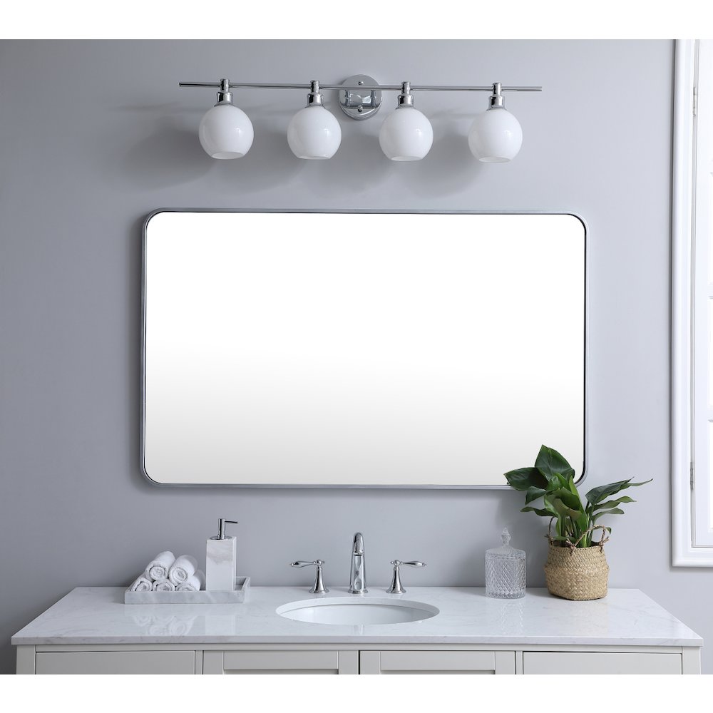 Soft corner metal rectangular mirror 30x48 inch in Silver