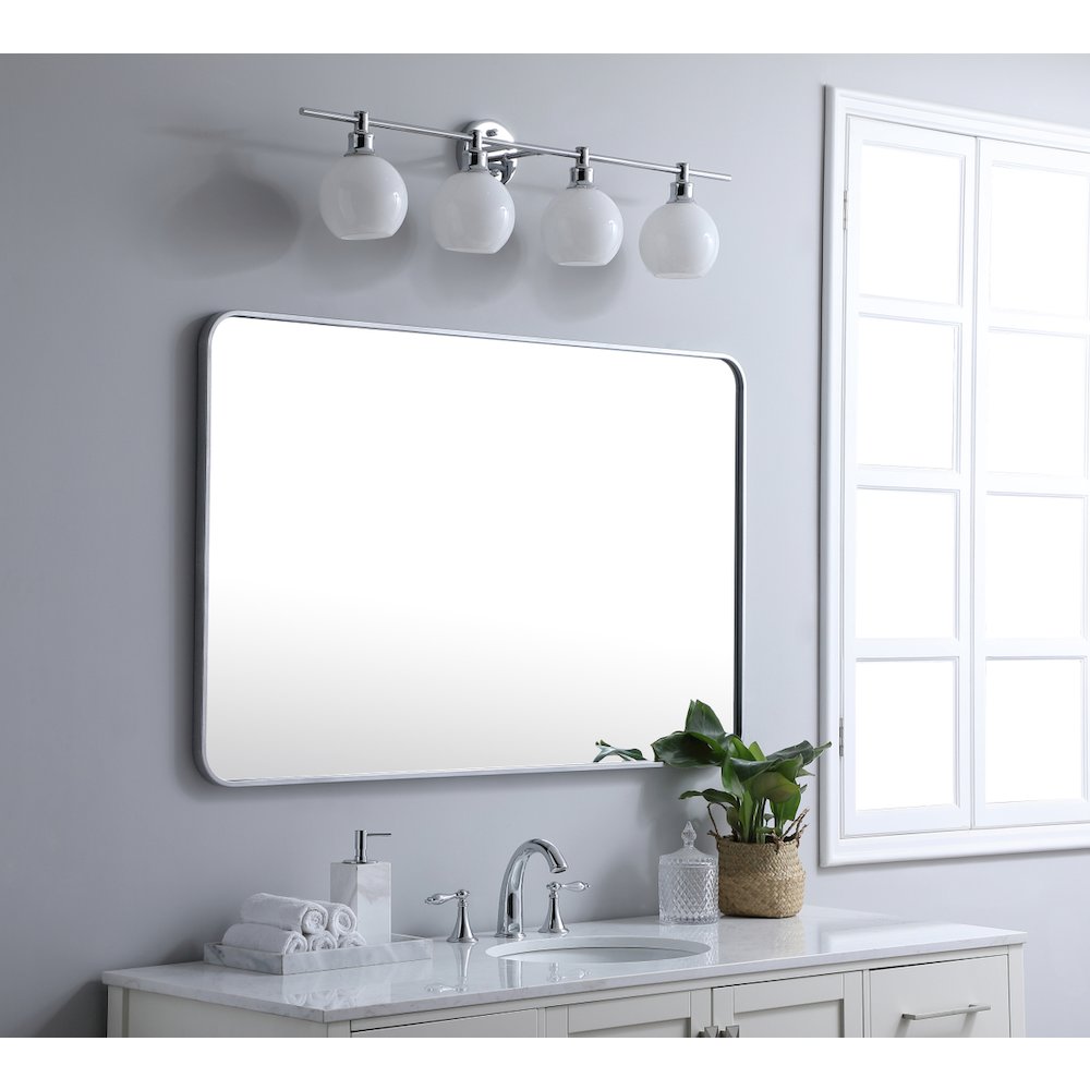 Soft corner metal rectangular mirror 30x48 inch in Silver