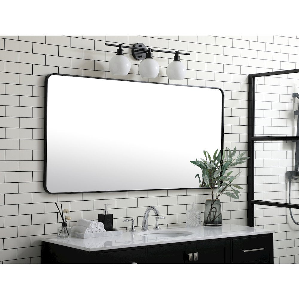 Soft corner metal rectangular mirror 30x60 inch in Black