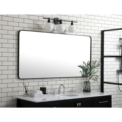 Soft corner metal rectangular mirror 30x60 inch in Black