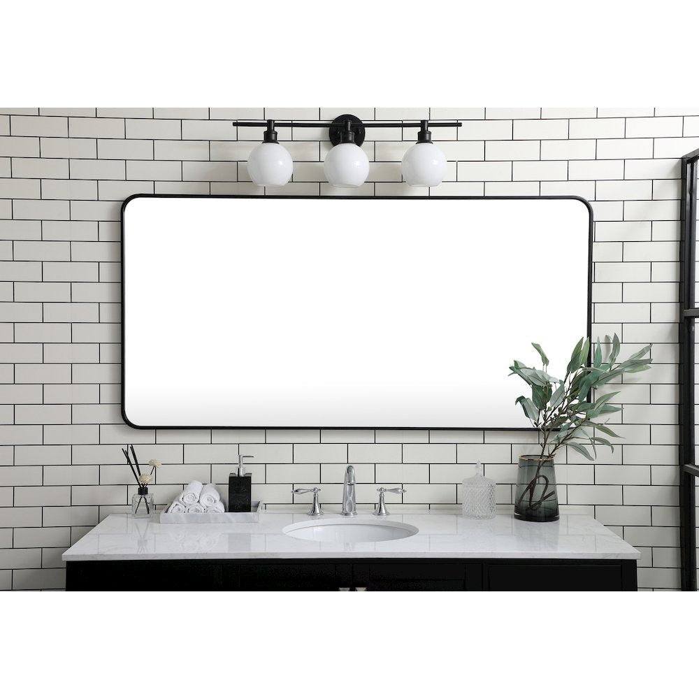Soft corner metal rectangular mirror 30x60 inch in Black